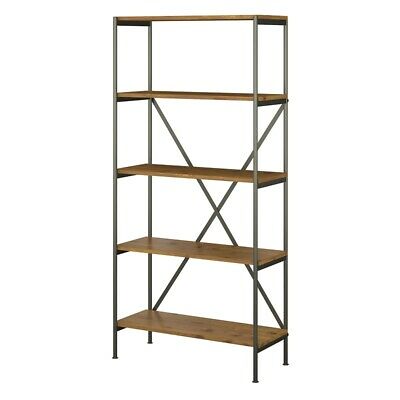 kathy ireland Ironworks 5 Shelf Bookcase in Vintage Golden Pine