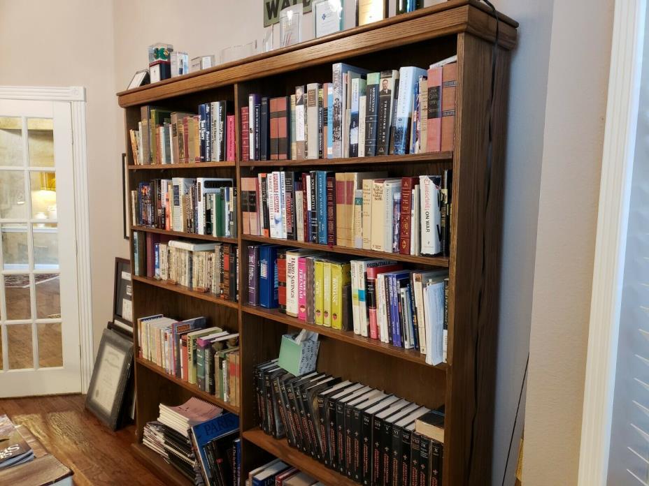 Custom made solid oak wall bookcase