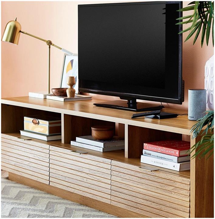 Wooden Living Room Entertainment Media TV Center Drawers Open Storage Space NEW