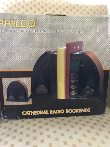 Philco Cathedral Radio Bookends with Manual and Original Box Exc. Condition