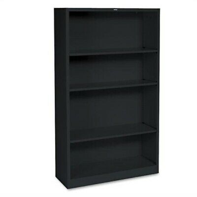 HON S60ABCP Four Shelf Metal Bookcase, 34-1/2w x 12-5/8d x 59h, Black