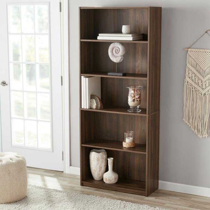 Bookcase Bookshelf 5 Shelf Wood Furniture Adjustable Shelves
