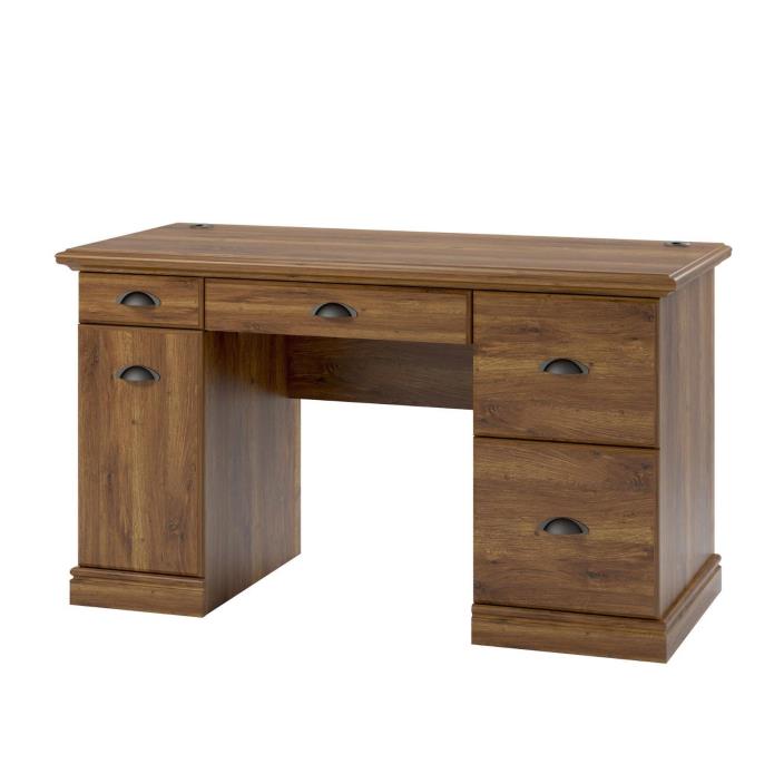 Better Homes and Gardens Computer Desk with Filing Drawers, Brown Oak