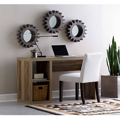 Rustic Wood Grain Oak Writing Desk Workstation Table Home Office Furniture
