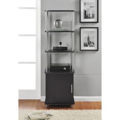 3 Shelf Bookcase Espresso Media Center Tier Books Storage Audio Stand Home New