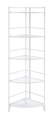 Designs2Go Standing Shelf Units X-Tra Storage 5-Tier Folding Metal Corner Shelf