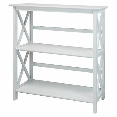 Casual Home Montego 3 Shelf X Design Folding Stackable Wood Bookcase, White