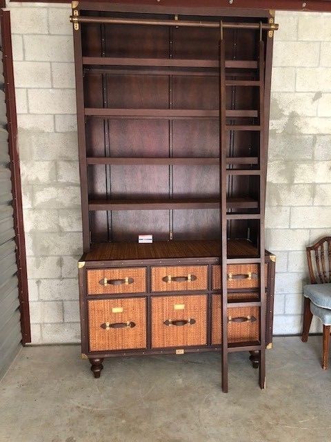 Tommy Bahamas Style Bookcase, Made by Styles Bros USA Leather , with Ladder.
