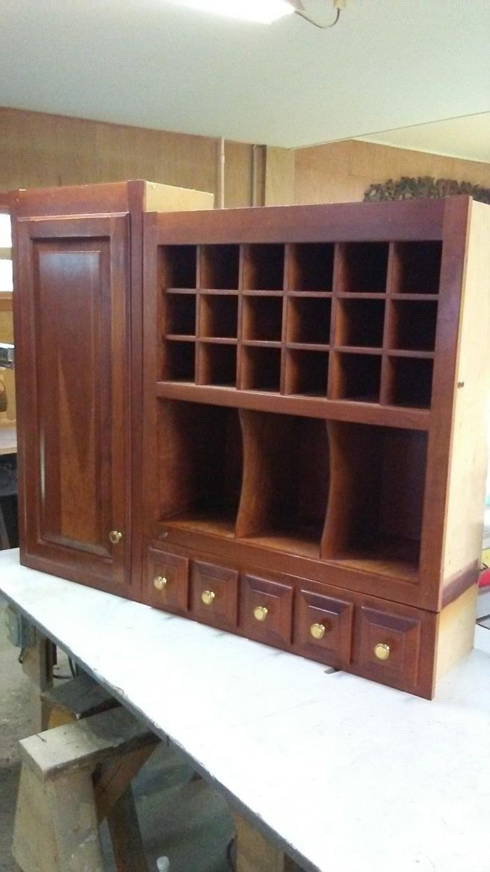 Cherry handcrafted kitchen cabinetry,wine rack/bookcase
