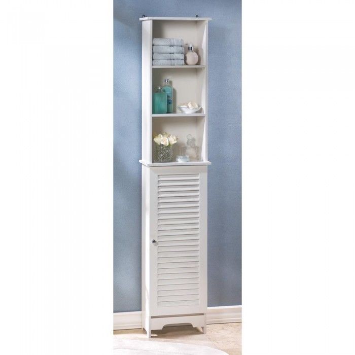 Tall White Organizer Storage Cabinet Home Kitchen Hallway Bath Bedroom Door New