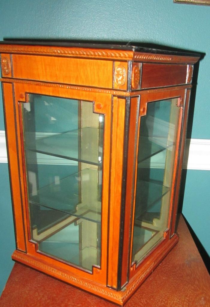 SMALL BURL WOOD & GLASS DISPLAY CASE CURIO CABINET CASE by BESPAQ