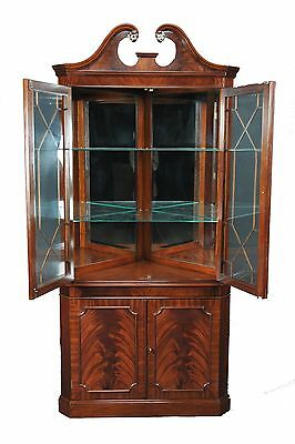 Victorian Mahogany Wood Corner Display China Curio Cabinet