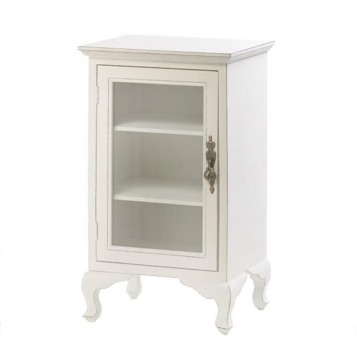 White Wood Storage Cabinet Accent Bathroom Kitchen Free Standing Cabinets Small