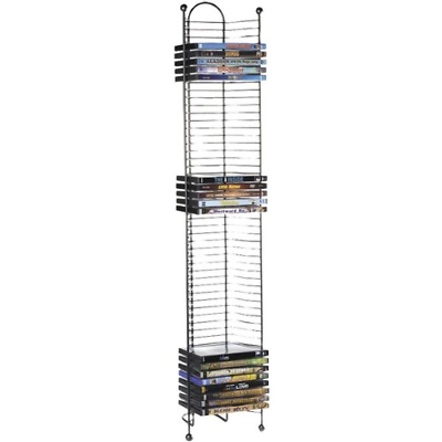 Media Storage Gunmetal Metal Game Stand Rack DVD CD Free Standing Tower Blu-Ray