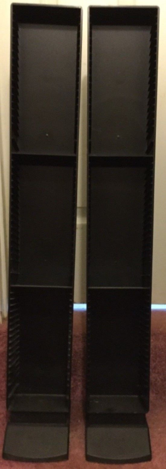 2 Laserline Plastic Storage Towers Lot Holds 60 Compact Discs Each. 120 CD Total