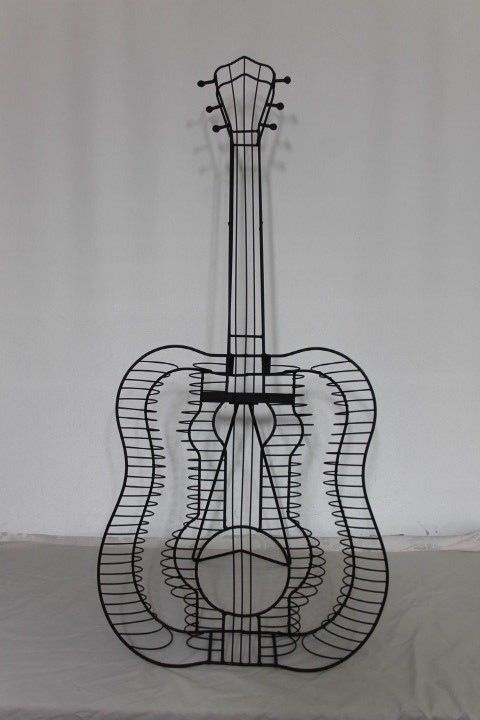Guitar Shaped CD DVD Black Metal Wire Holder Rack with Floor Stand 56 Slots