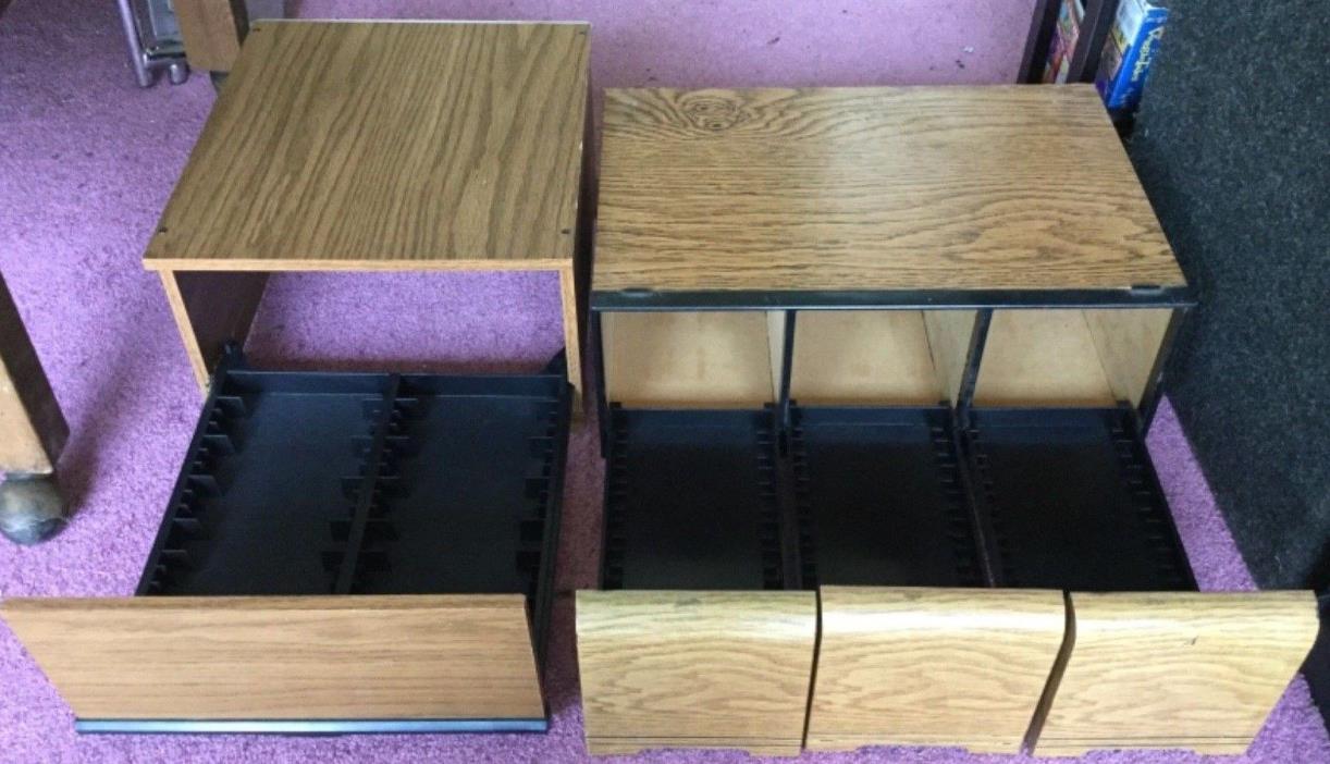 2 44 & 60 CD Wood Grain Storage Boxes With Drawers 1 Made By Kenmark Industries