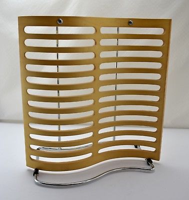 Birch Wooden and Chrome Table Top CD Rack - Modern Curved Design