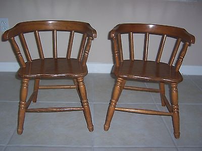 Set of 2 Vintage Wood Child's Size Captain's Chairs