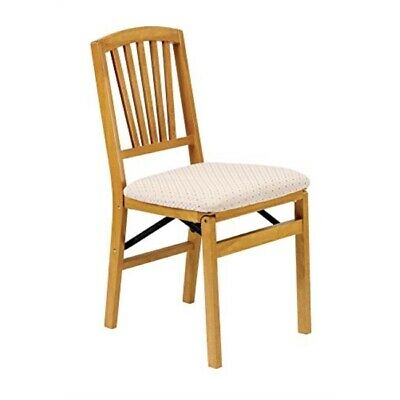 Slat Back Folding Chair in Warm Oak Finish - Set of 2