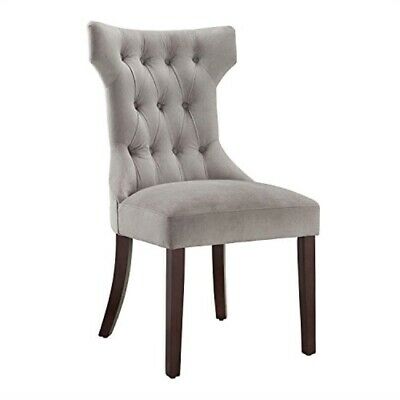 Dorel Living Clairborne Tufted Dining Chair (2 Pack), Taupe / Espresso