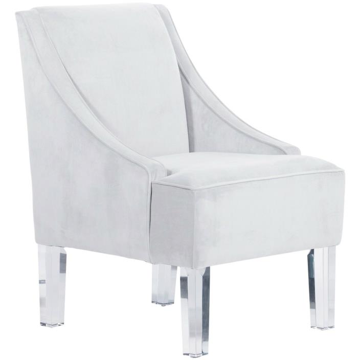 TWO Skyline Furniture Swoop Arm Chairs Velvet White Acrylic Legs $495 ea. Retail