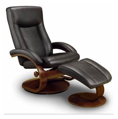 High-Back Recliner with Ottoman and Black Leather Upholstery [ID 296222]