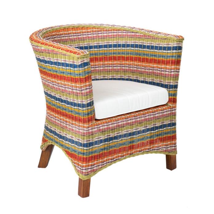 Multi-Color Striped Eco-Friendly Rattan Occasional Chair 28L x 27W x 30H in