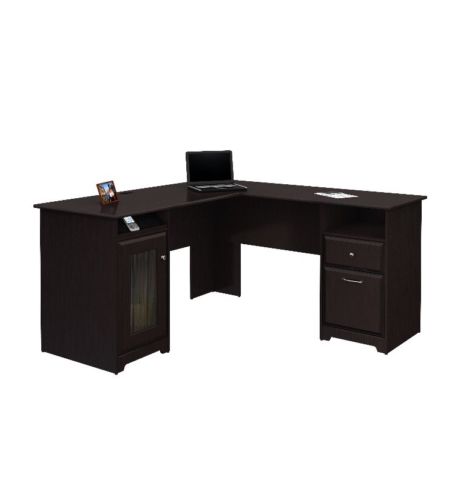Bush Furniture Expresso L Shaped Desk Cabot Collection Work Station WC31830A2-03