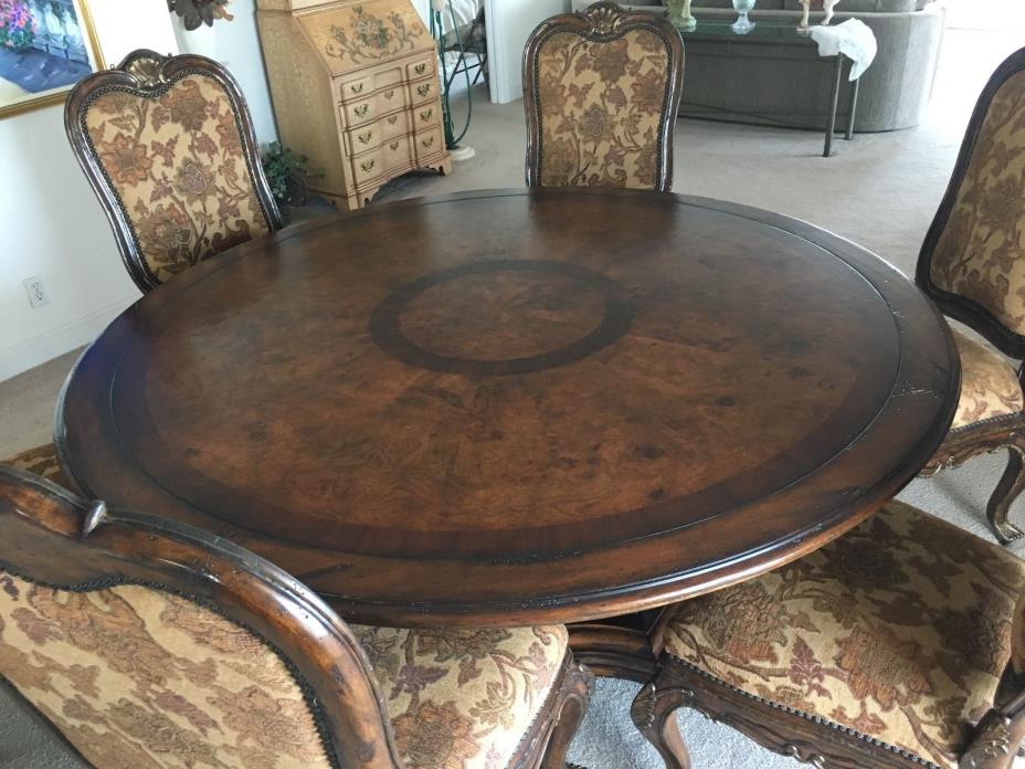 Marge Carson CHO-8 Chateau Chaumond 6 foot Round Dining Room Tablle and Side Cha