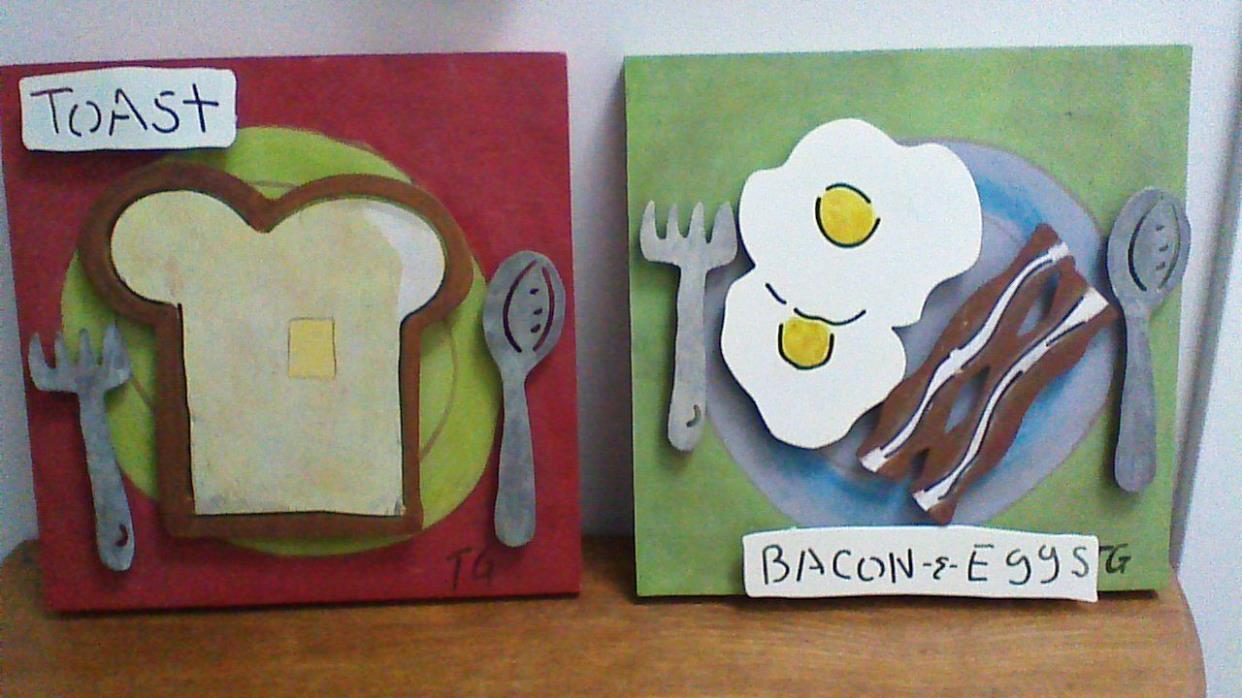 Wood and Metal Wall Art, Breakfast Theme