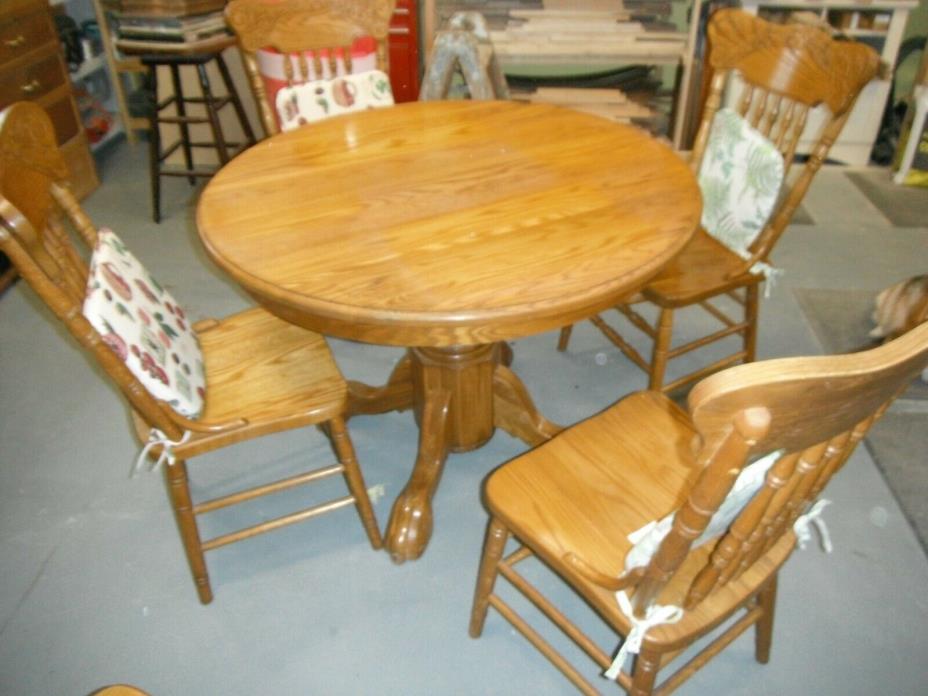 Solid Oak Pedestal Table & 4 chairs 42