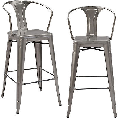 Crosley Amelia Metal Caf? Kitchen Bar Stool/ Chair w/ Back 2-Pc. Model# 45754