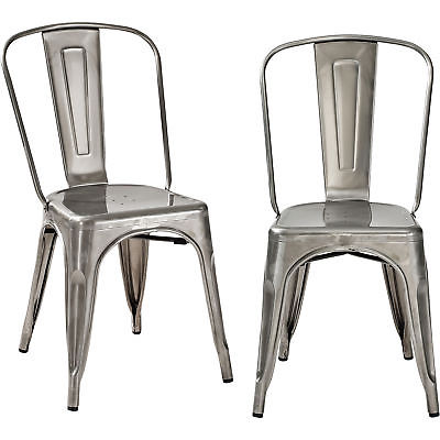 Crosley Furniture Amelia Galvanized Steel Stackable Home Cafe Chair 2-Pc. Set