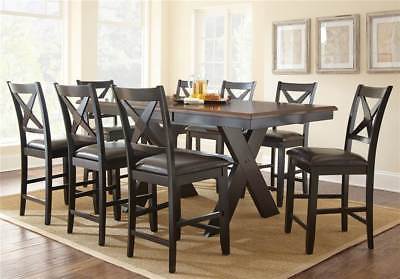 9-Pc Violante Counter Dining Set in Black Painted Finish [ID 3409960]