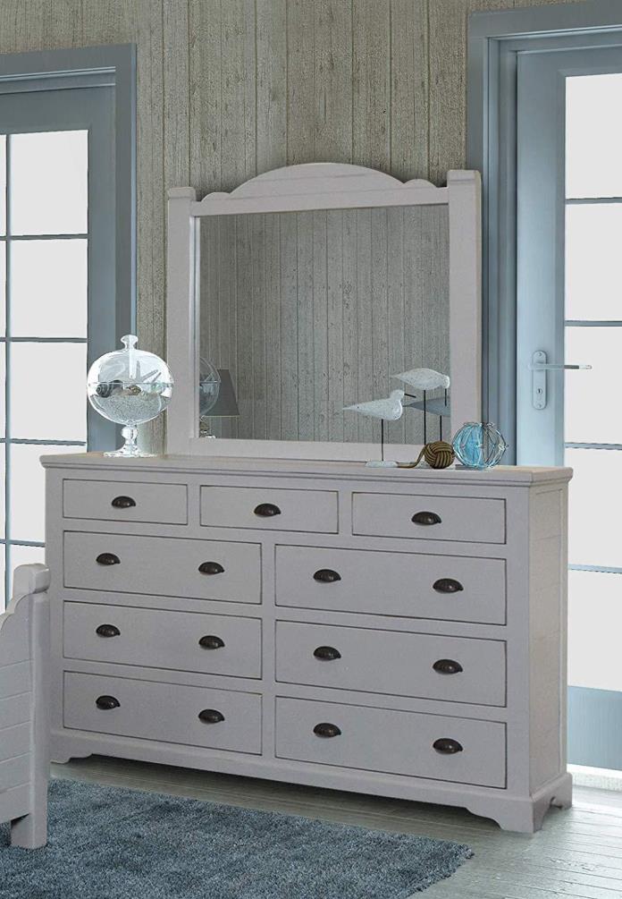 Sunset Trading HH-4270-310_320 Coastal Charm Dresser & Mirror, Passion Gray