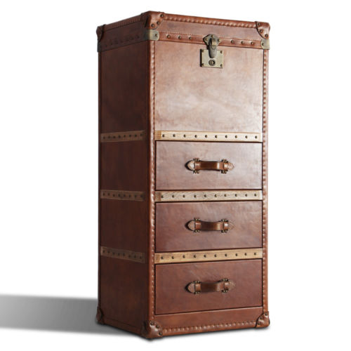 MarquessLife 100% Genuine Handmade Antique Aged Leather Chest of Drawers Luxuury