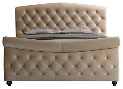 Meridian Furniture Diamond-Sleigh-K Diamond Collection Beige Velvet Upholstered