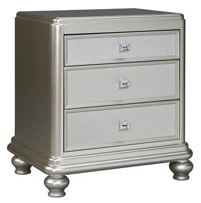 3-Drawer Nightstand in Silver Finish [ID 3466193]