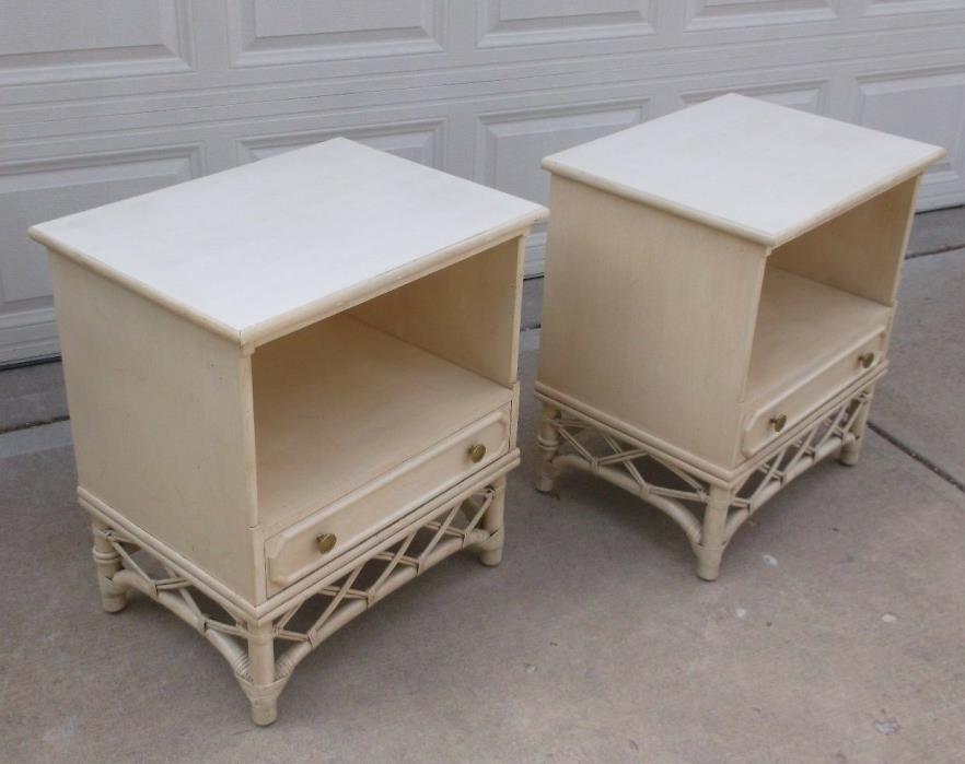 Pair Ficks Reed  White Painted One Drawer Nightstands