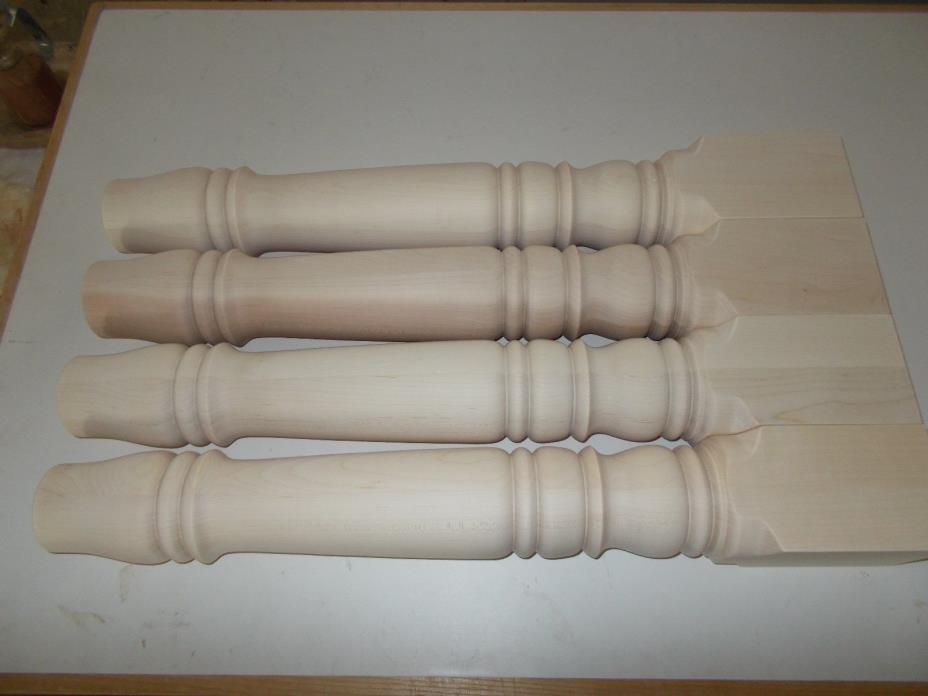 A set of 4 brand new unfinished Maple wood farm table legs. For kitchen,dining