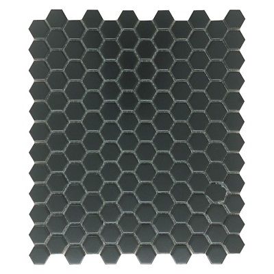 Porcelain Mosaic Hexagon Matte Black Floor and Wall Tile 19.3 SQ FT