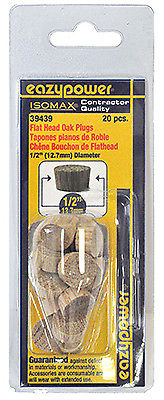 Flat Head Plug, Oak, 1/2-In., 20-Pk.