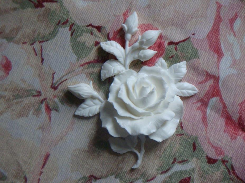 Shabby Chic Open Rose with Rosebuds Leaves Furniture Applique