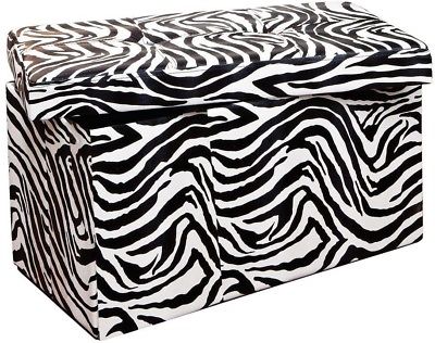 Zebra Storage Ottoman Foot Rest Animal Print Foam Cushion Rectangle Folding Home