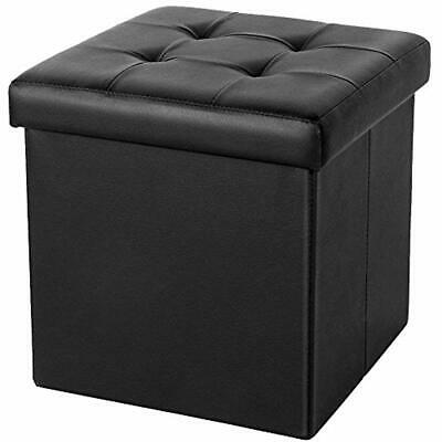 ShellKingdom Faux Leather Collapsible Ottoman With Storage (15''X15''X15'' Cube