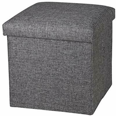 NISUNS OT01 Linen Folding Storage Ottoman Cube Footrest Seat, 12 X Inches (Linen