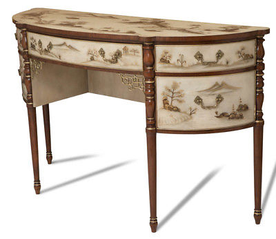 Chinoiserie Ivory Lacquered Demilune Side Board