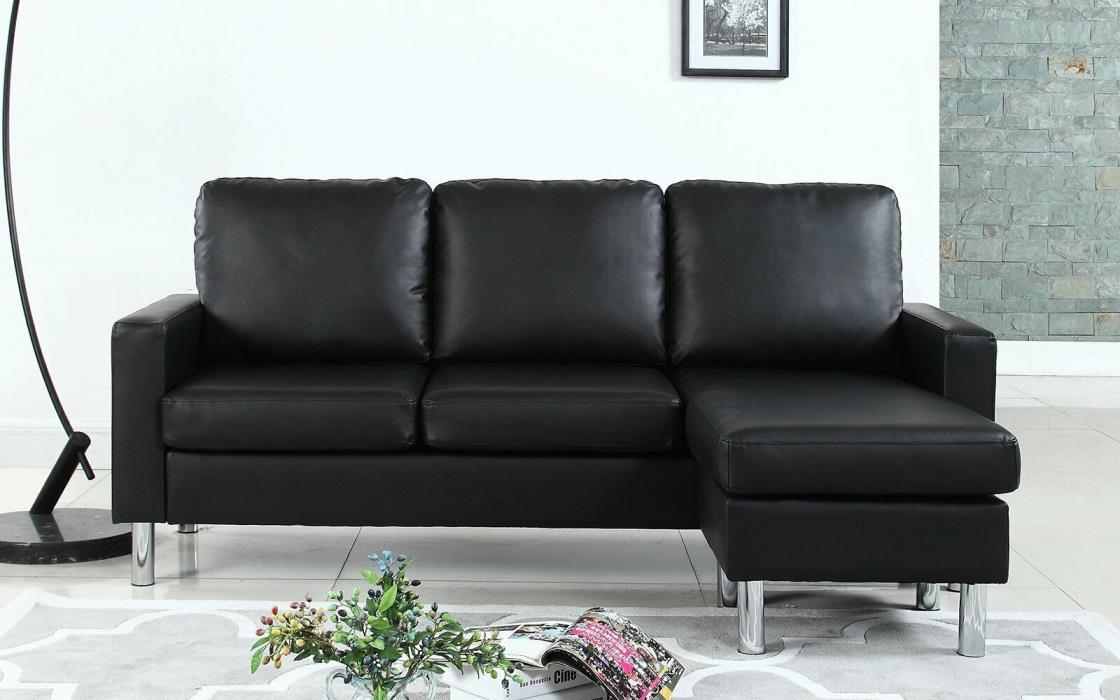 Brand New!! Metro Modern Reversible Small Leather Sectional w/ Chaise
