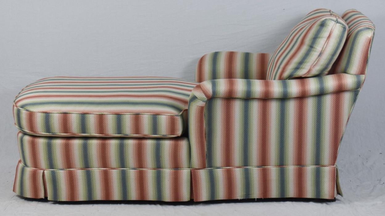 BAKER Upholstered Chaise Lounge with High End Colorful Stripped Fabric
